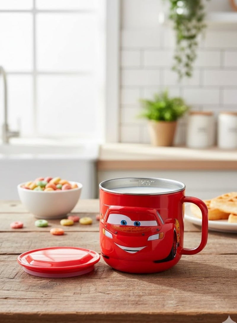 Disney Kids Stainless Steel Drinking Mug with Lid – Cartoon Design | Double Wall Insulated Cup for Hot & Cold Drinks | Leak-Resistant, Safe & Durable Children Mug (Mcqueen) - Image 4